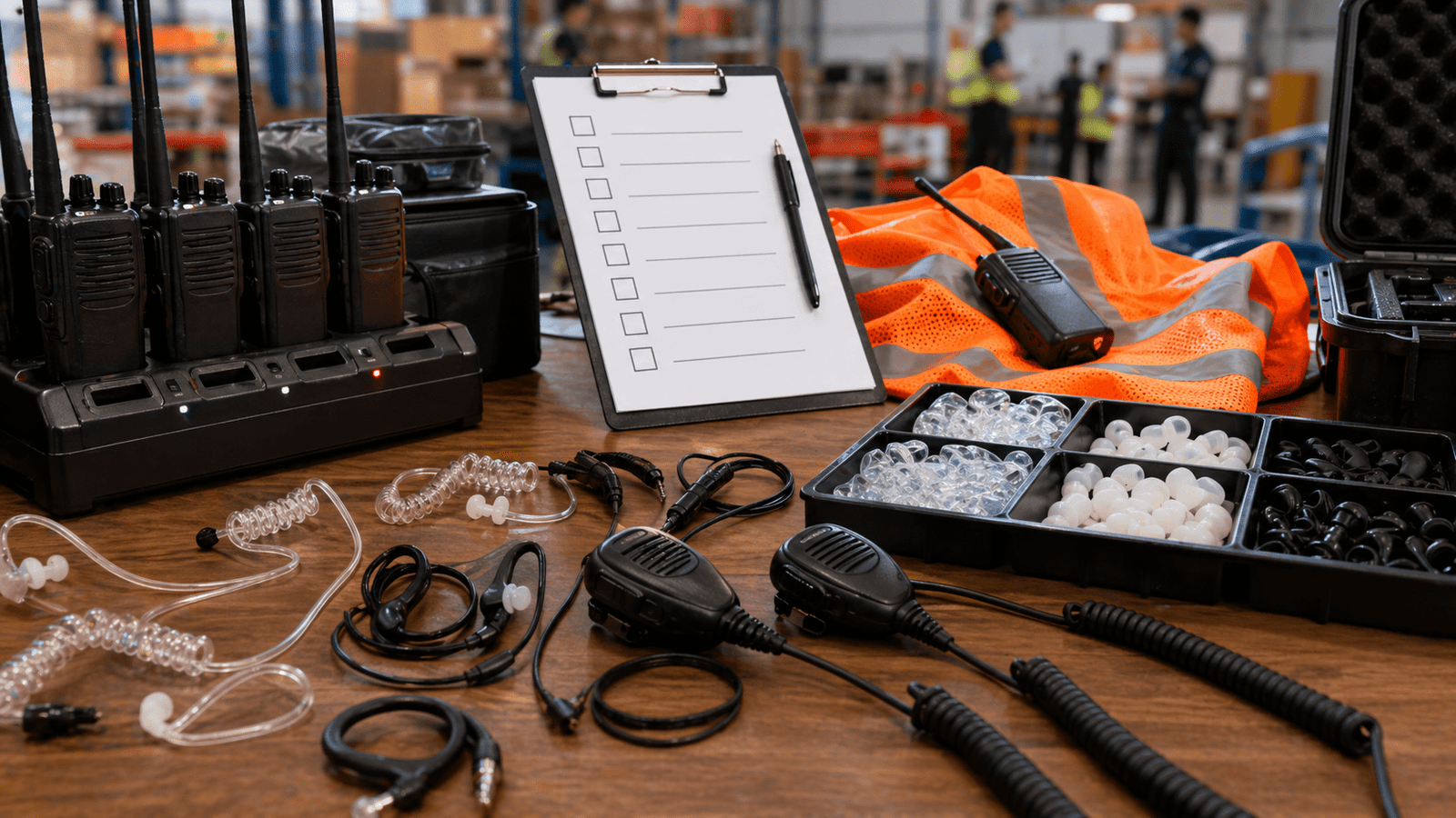 Walkie talkie earpiece hygiene and accessory station for Malaysia teams