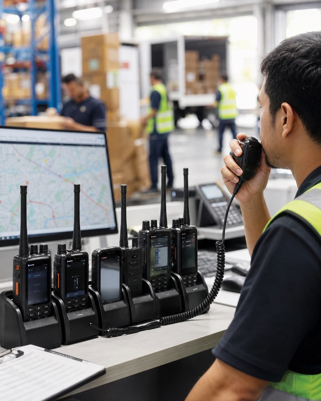 Generated push-to-talk over cellular logistics rental devices