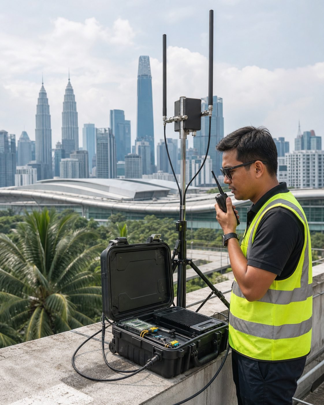 Generated temporary repeater setup for venue coverage extension