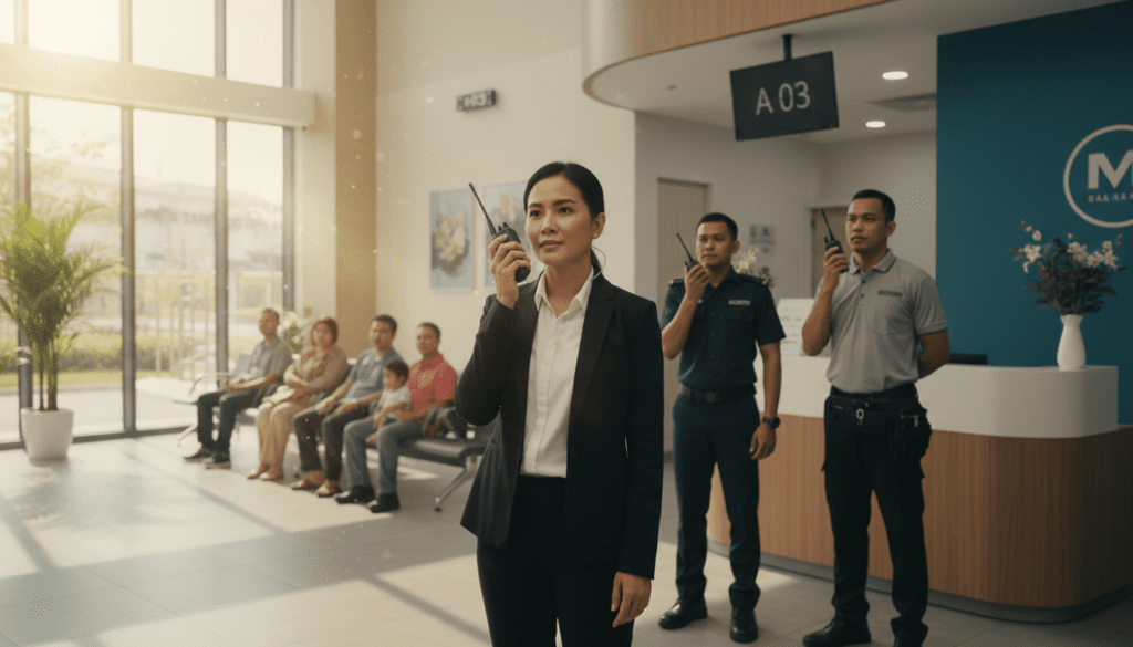 Clinic Operations team in Malaysia using Octogen walkie talkies
