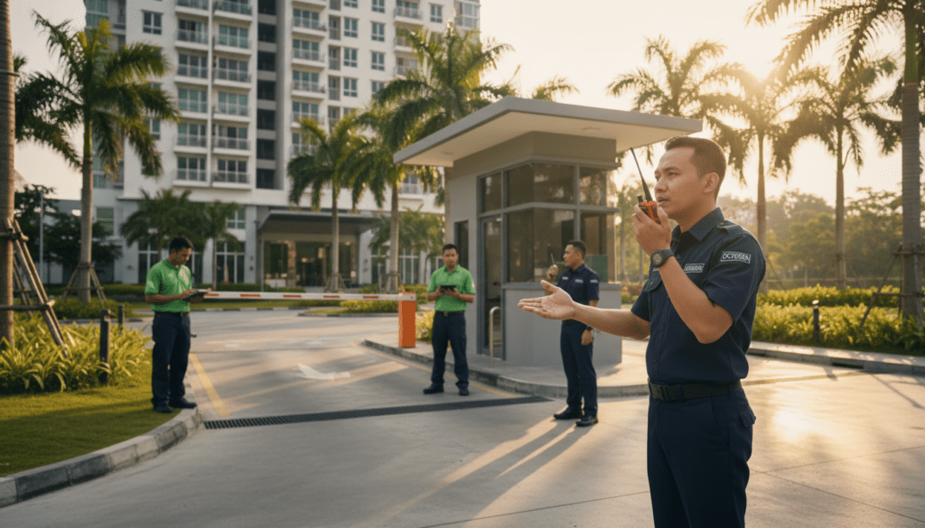 Condo Guardhouse Ops team in Malaysia using Octogen walkie talkies