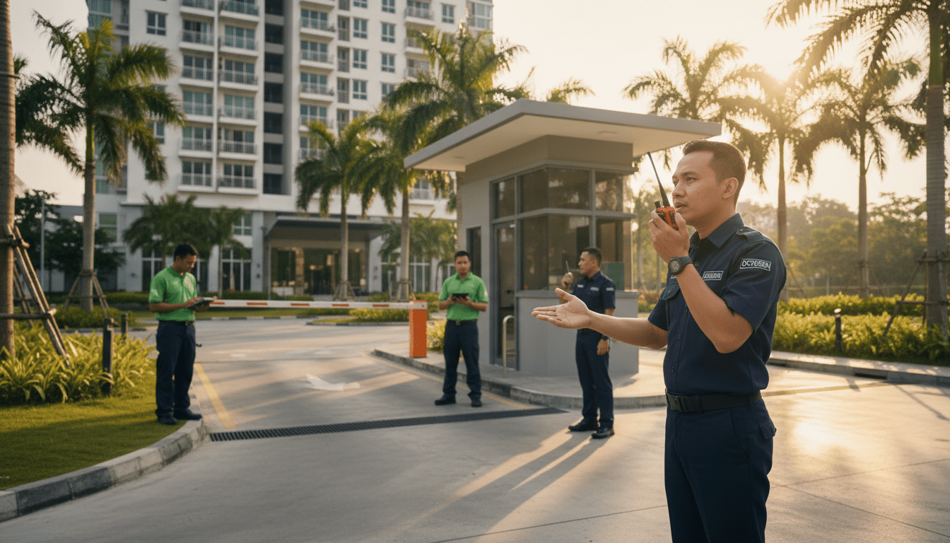 Condo Guardhouse Ops team in Malaysia coordinating with Octogen walkie talkies