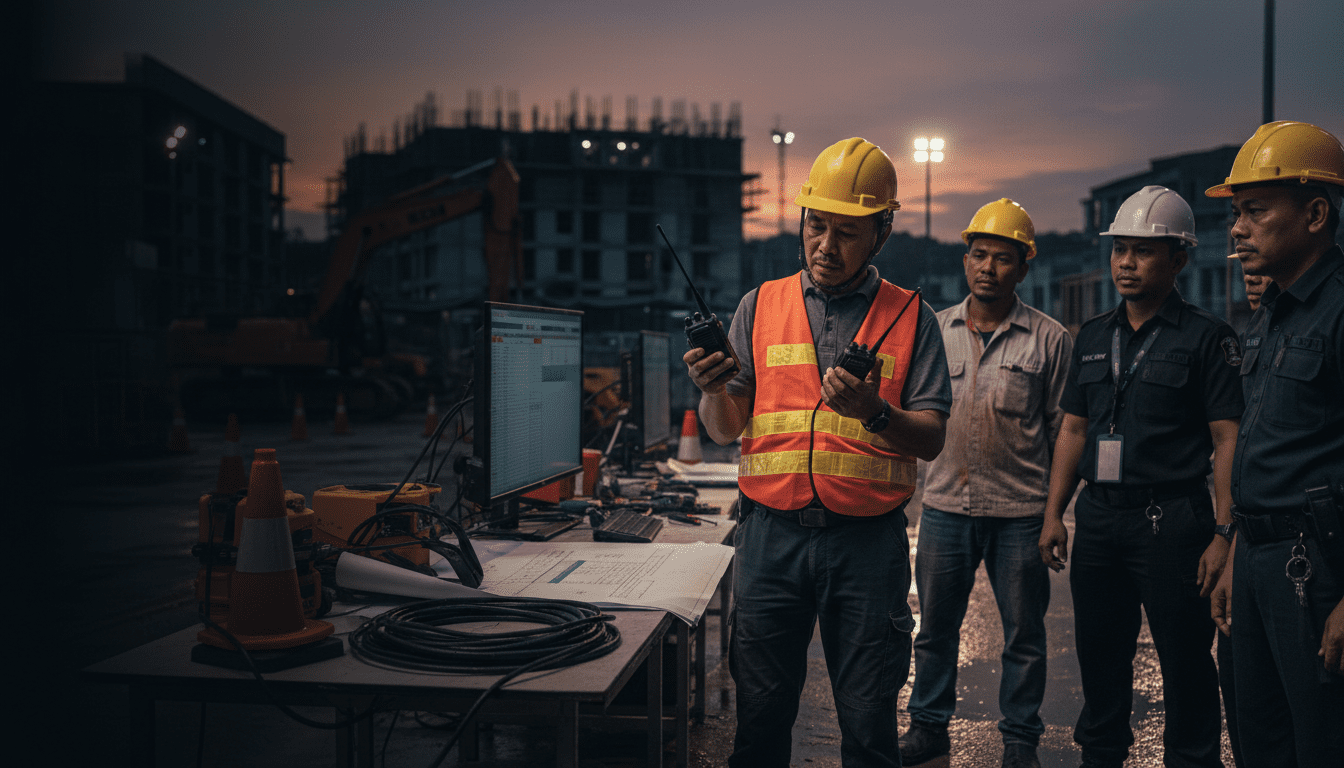 Digital and analog two-way radios compared on a Malaysian job site