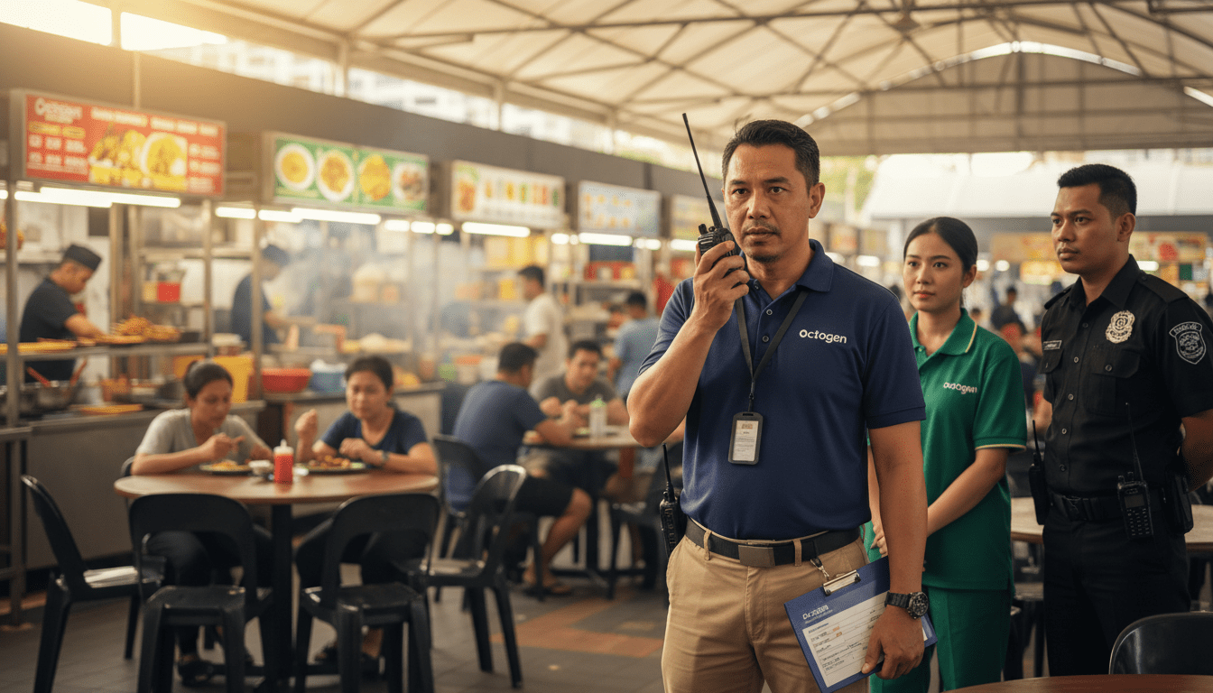 Food Court Operations team in Malaysia coordinating with Octogen walkie talkies