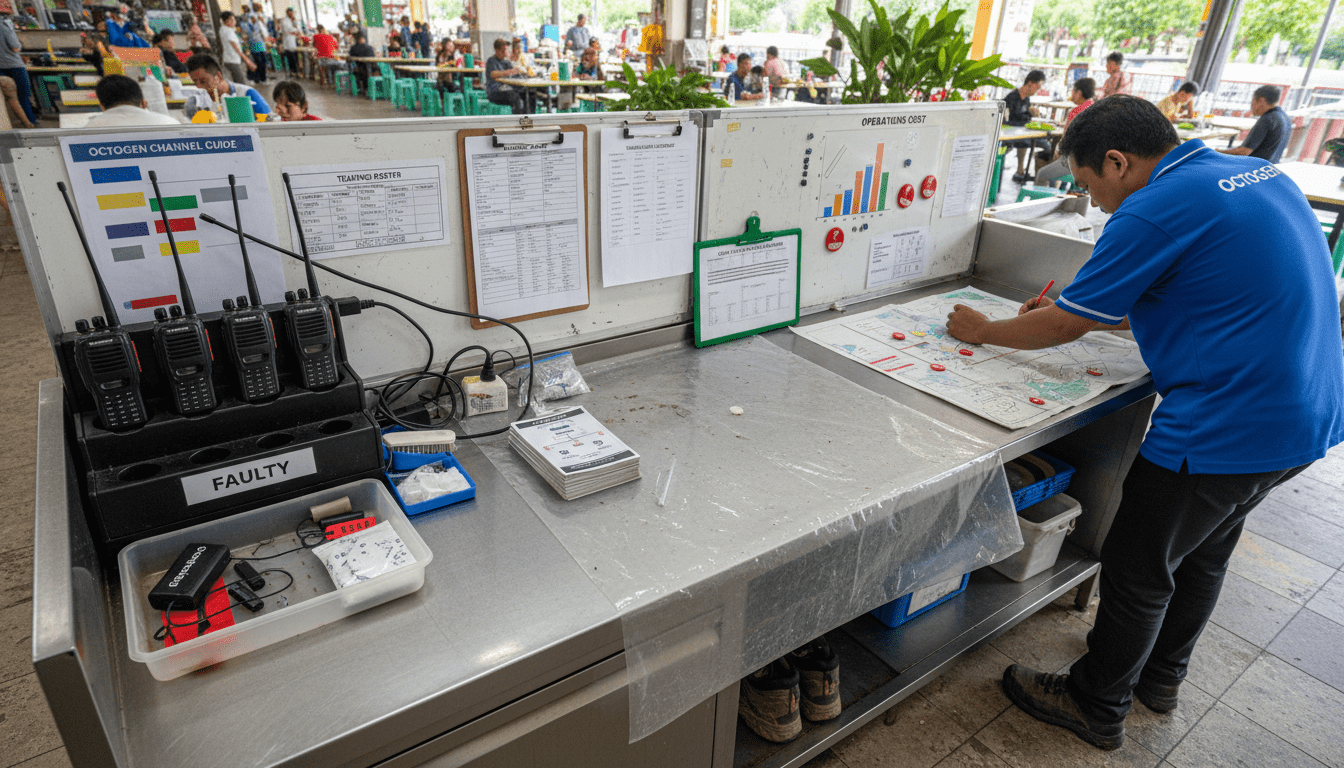 Food Court Operations radio channel plan and charging station for Malaysian operations