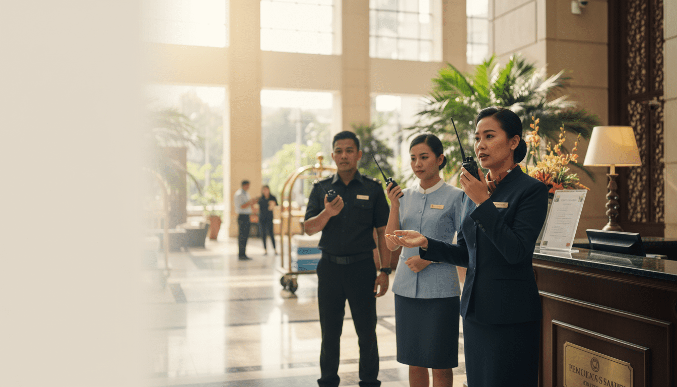 Hotel Operations team in Malaysia coordinating with Octogen walkie talkies