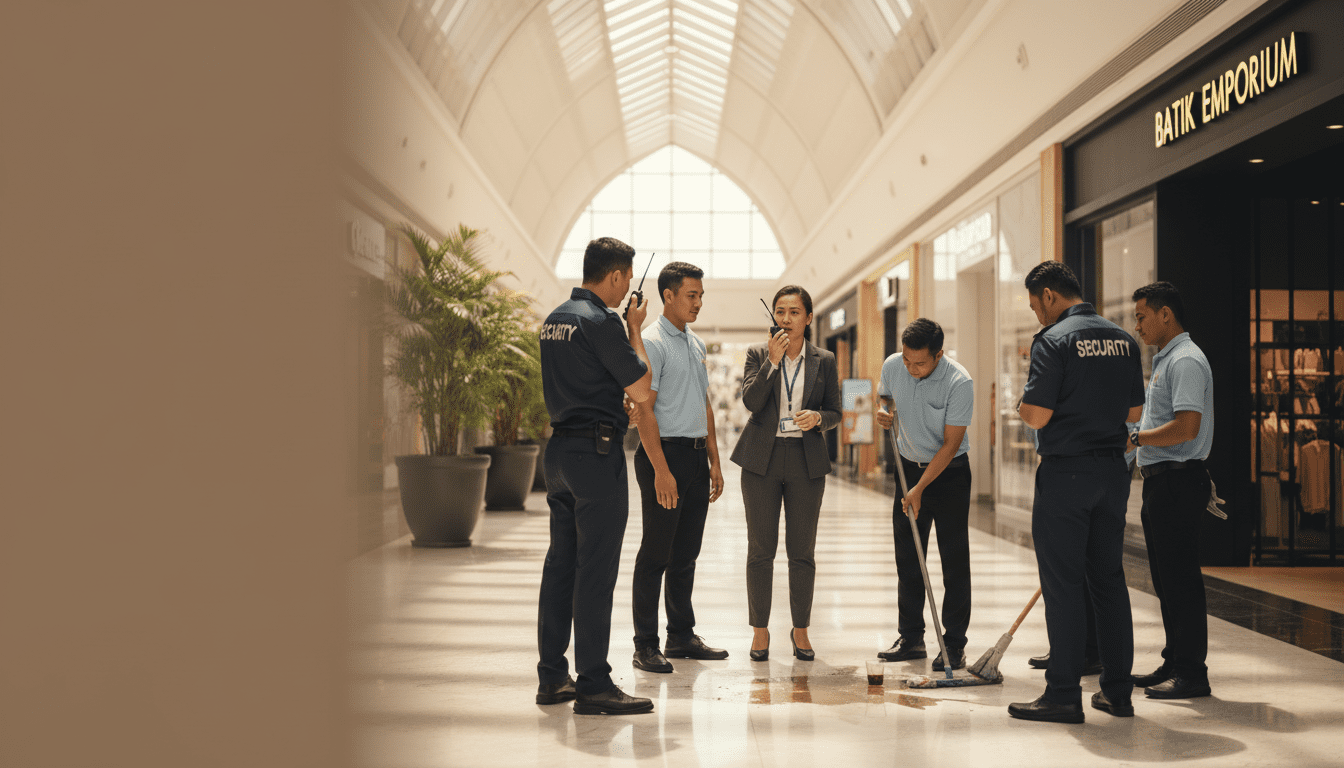 Mall security and operations team at Lumina Mall Klang Valley using Motorola MOTOTRBO walkie talkies across four retail levels