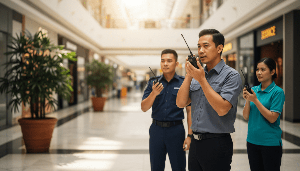 Mall Operations team in Malaysia using Octogen walkie talkies