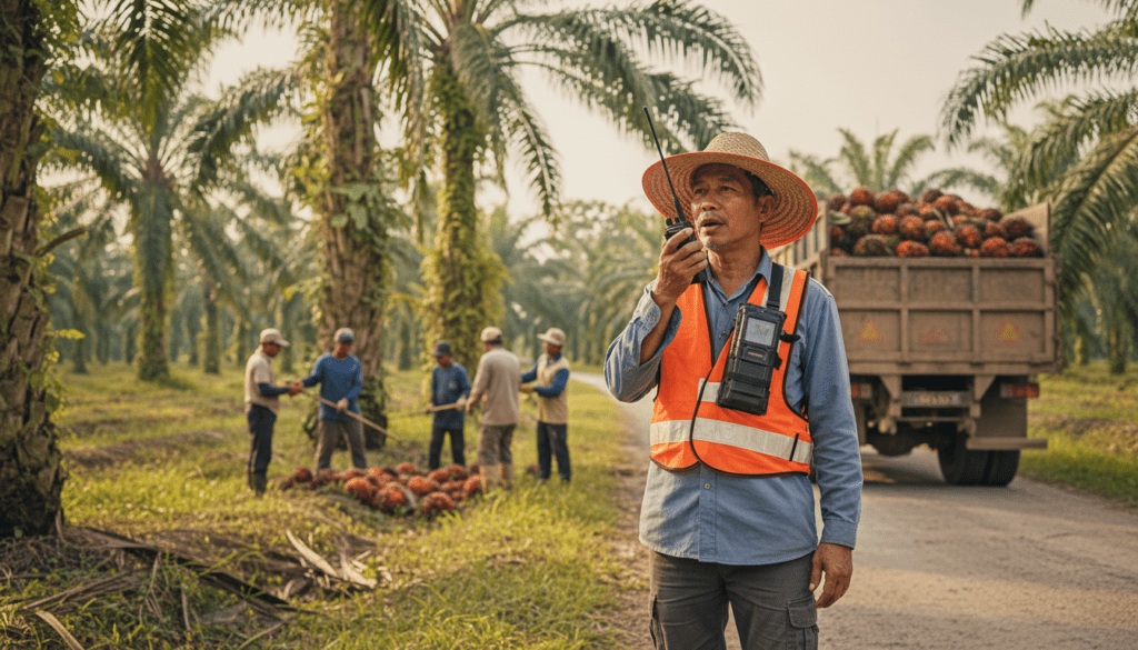Plantation Field Ops team in Malaysia using Octogen walkie talkies