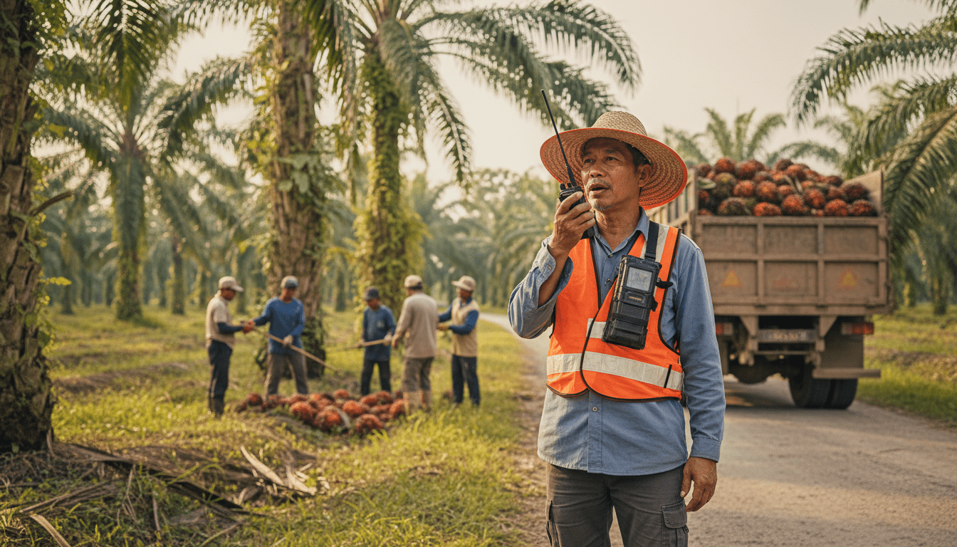 Plantation Field Ops team in Malaysia coordinating with Octogen walkie talkies