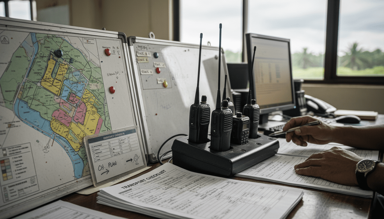 Plantation Field Ops radio channel plan and charging station for Malaysian operations