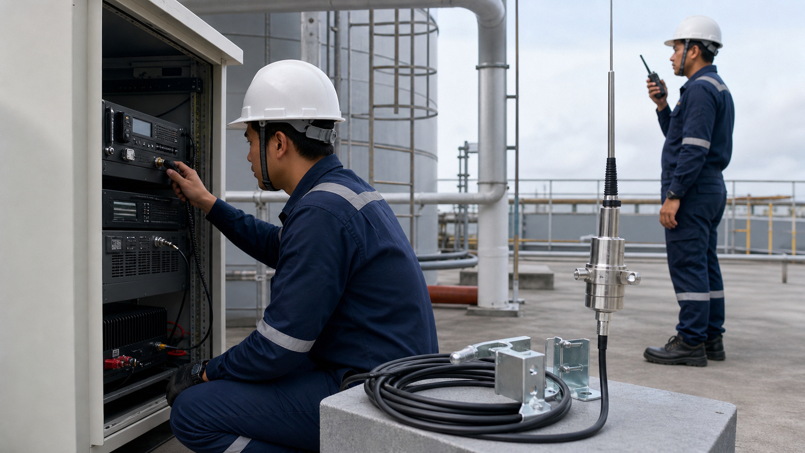 Data centre repeater cabinet and radio coverage test scene for an Octogen SLR-5300 UHF repeater case study