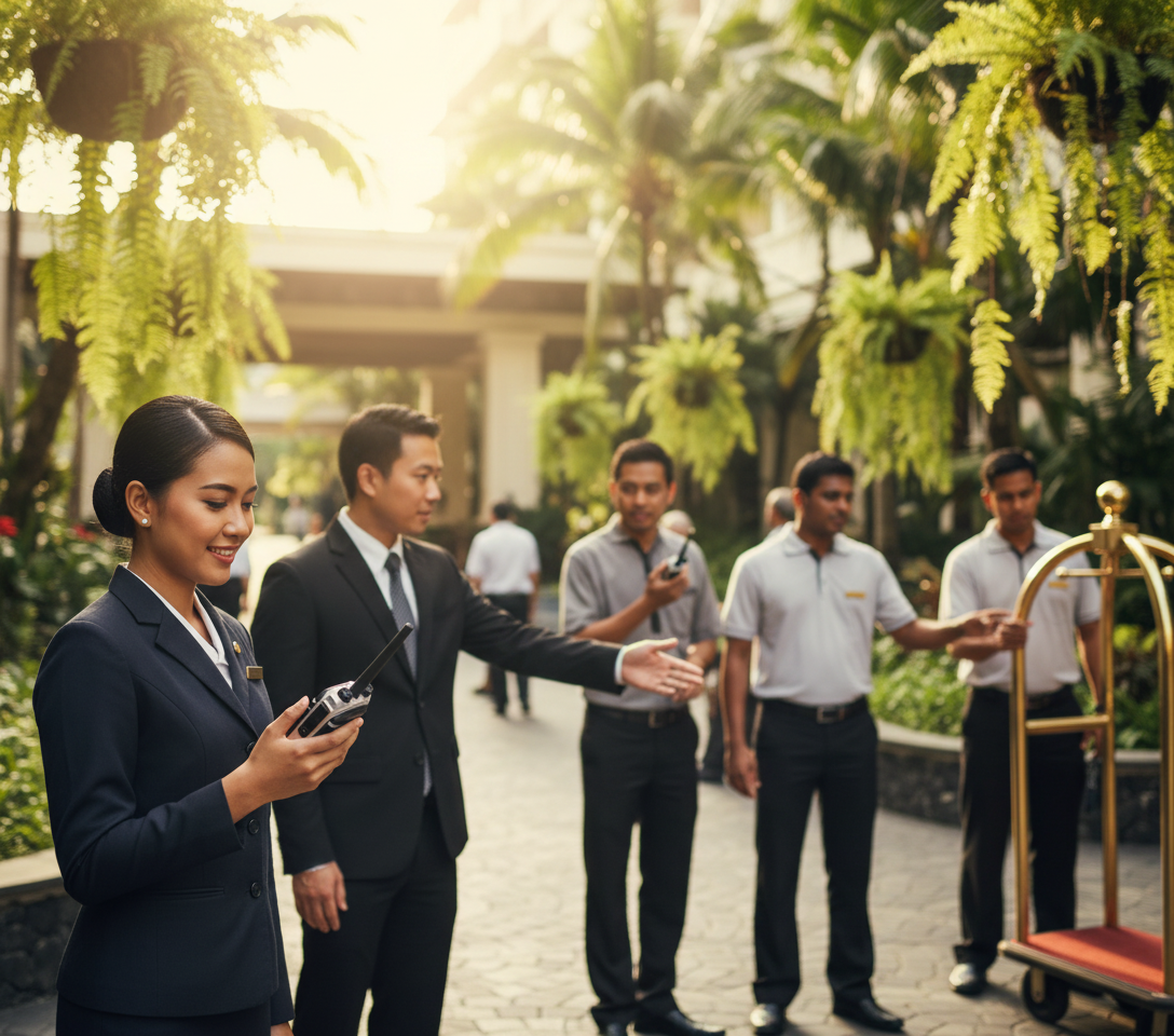 Hotels and resorts walkie talkie use case in Penang