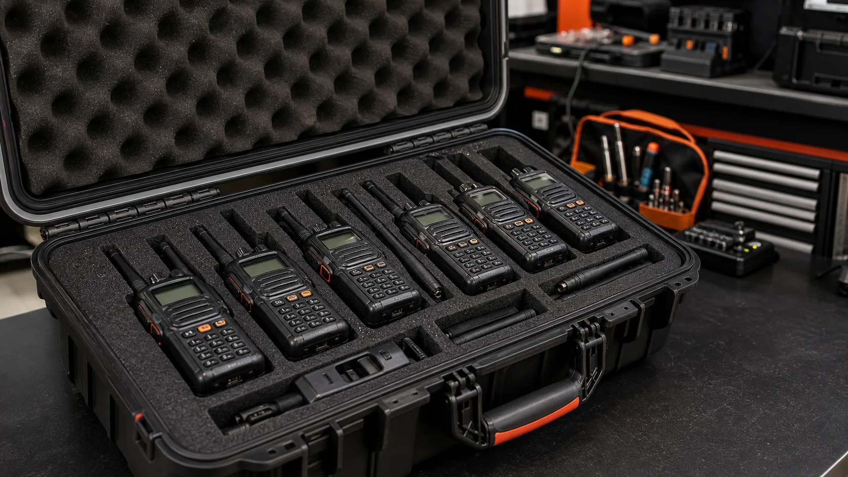Loan two-way radios handed over in a hard case while repairs are done